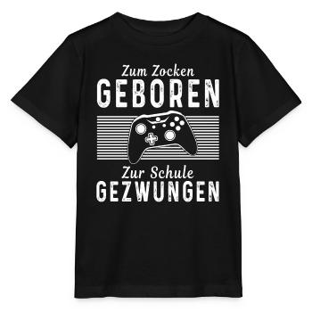 ZUM ZOCKEN GEBOREN ZUR SCHULE GEZWUNGEN - Stanley/Stella Kinder T-Shirt MINI CREATOR  - Schwarz - Vorne - Mikhail (115cm)