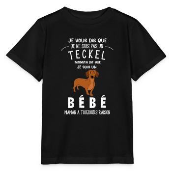 je ne suis pas un teckel - T-shirt bio MINI CREATOR Stanley/Stella Enfant - noir - Devant - Mikhail (115cm)