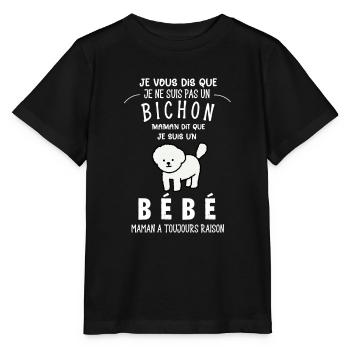 je ne suis pas un bichon - T-shirt bio MINI CREATOR Stanley/Stella Enfant - noir - Devant - Mikhail (115cm)