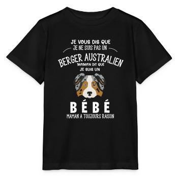 je ne suis pas un berger australien - T-shirt bio MINI CREATOR Stanley/Stella Enfant - noir - Devant - Mikhail (115cm)
