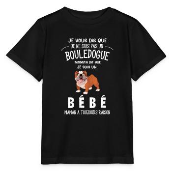 je ne suis pas un bouledogue - T-shirt bio MINI CREATOR Stanley/Stella Enfant - noir - Devant - Mikhail (115cm)