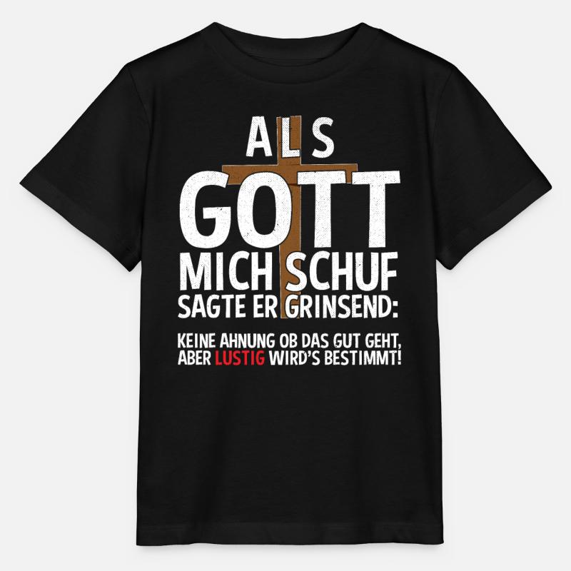 Als Gott mich schuf Sagte er grinsend keine Ahnung - Stanley/Stella Kinder T-Shirt MINI CREATOR  - Schwarz