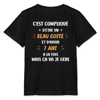 C'est compliqué beau gosse 7 ans - T-shirt bio MINI CREATOR Stanley/Stella Enfant - noir - Devant - Mikhail (115cm)