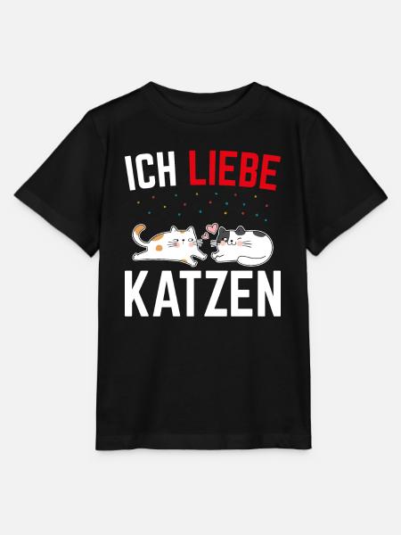 Ich liebe Katze - Stanley/Stella Kinder T-Shirt MINI CREATOR  - Schwarz