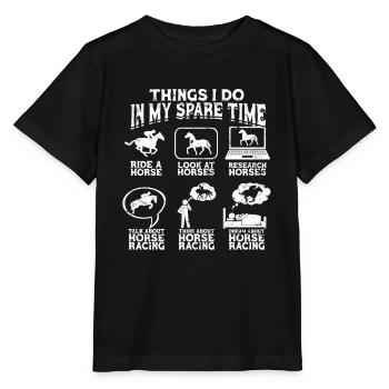 horse racing horse riding horses rider gift g - Stanley/Stella MINI CREATOR Kids’ T-Shirt - black - Front - Mikhail (115cm)