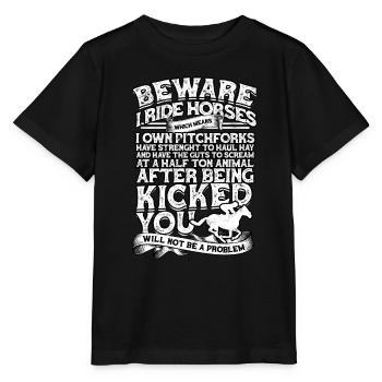 horse racing horse riding horses rider gift g - Stanley/Stella MINI CREATOR Kids’ T-Shirt - black - Front - Mikhail (115cm)
