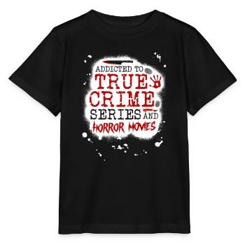 Accro aux séries policières et aux films d’horreur, - T-shirt bio MINI CREATOR Stanley/Stella Enfant - noir - Devant - Mikhail (115cm)