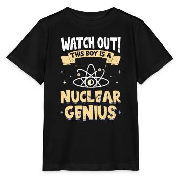 This Boy Is A Nuclear Genius - Stanley/Stella Kinder T-Shirt MINI CREATOR  - Schwarz - Vorne - Mikhail (115cm)