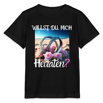 Heiratsantrat für Hochzeit oder Verlobung - - Stanley/Stella Kinder T-Shirt MINI CREATOR  - Schwarz - Vorne - Mikhail (115cm)