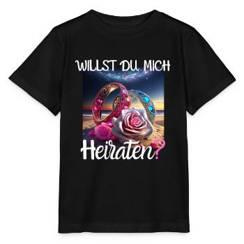 Heiratsantrag für Hochzeit oder Verlobung - - Stanley/Stella Kinder T-Shirt MINI CREATOR  - Schwarz - Vorne - Mikhail (115cm)
