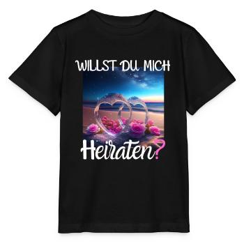 Heiratsantrag für Hochzeit oder Verlobung - - Stanley/Stella Kinder T-Shirt MINI CREATOR  - Schwarz - Vorne - Mikhail (115cm)