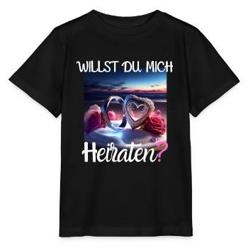 Heiratsantrag für Hochzeit oder Verlobung - - Stanley/Stella Kinder T-Shirt MINI CREATOR  - Schwarz - Vorne - Mikhail (115cm)
