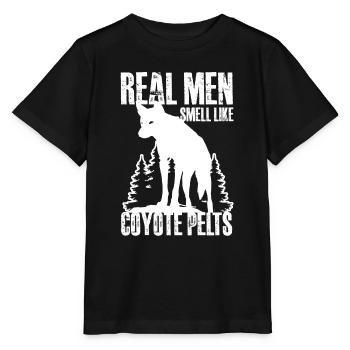 real men smell like coyote pelts Design - Stanley/Stella Kinder T-Shirt MINI CREATOR  - Schwarz - Vorne - Mikhail (115cm)