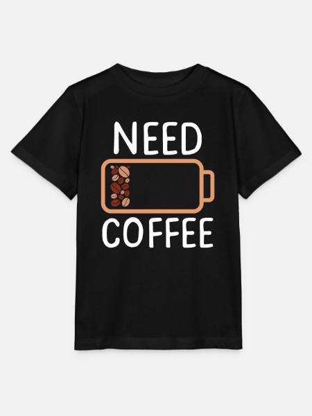 NEED COFFEE - Stanley/Stella Kinder T-Shirt MINI CREATOR  - Schwarz