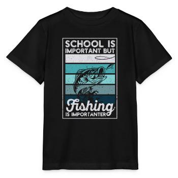 Schule ist wichtig, aber Angeln ist noch wichtiger - Stanley/Stella Kinder T-Shirt MINI CREATOR  - Schwarz - Vorne - Mikhail (115cm)