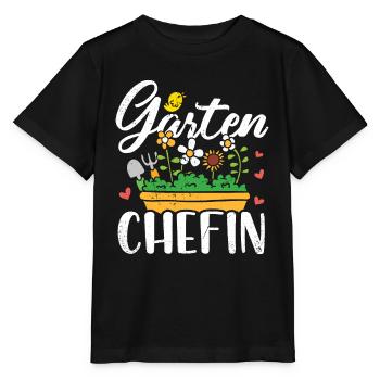 Gartenchefin Garten Chefin Gärtner Gärtnerin - Stanley/Stella Kinder T-Shirt MINI CREATOR  - Schwarz - Vorne - Mikhail (115cm)