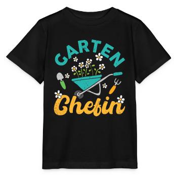 Gartenchefin Garten Chefin Gärtner Gärtnerin - Stanley/Stella Kinder T-Shirt MINI CREATOR  - Schwarz - Vorne - Mikhail (115cm)