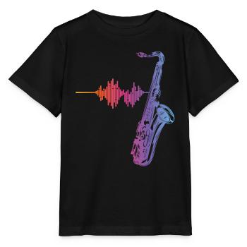 Saxophone Heartbeat/ Frequency For Saxophone Playe - Stanley/Stella Kinder T-Shirt MINI CREATOR  - Schwarz - Vorne - Mikhail (115cm)