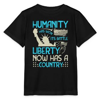 DIE MENSCHHEIT HAT GEWONNEN, ES IST DER KAMPF DIE FREIHEIT HAT JETZT EINE - Stanley/Stella Kinder T-Shirt MINI CREATOR  - Schwarz - Vorne - Mikhail (115cm)