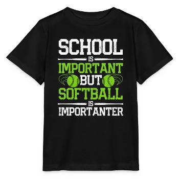 Schule ist wichtig, aber Softball noch wichtiger - Stanley/Stella Kinder T-Shirt MINI CREATOR  - Schwarz - Vorne - Mikhail (115cm)