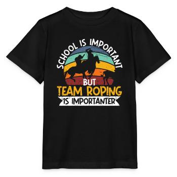 L’école est importante, mais l’équipe Roping est toujours - T-shirt bio MINI CREATOR Stanley/Stella Enfant - noir - Devant - Mikhail (115cm)