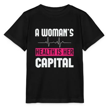 EINE FRAU IST GESUND IST IHR KAPITAL - Stanley/Stella Kinder T-Shirt MINI CREATOR  - Schwarz - Vorne - Mikhail (115cm)
