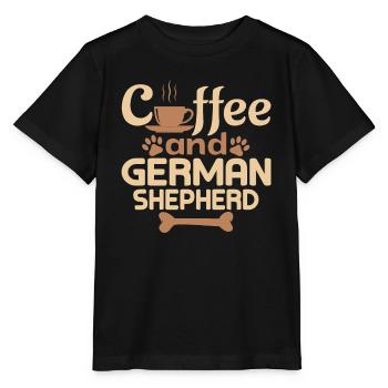 coffe and german shepherd pet lover - Stanley/Stella MINI CREATOR Kids’ T-Shirt - black - Front - Mikhail (115cm)