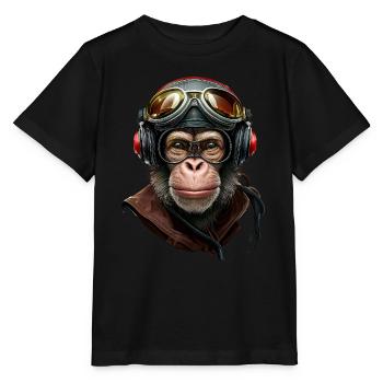 Chimpanzee - Monkey - Stanley/Stella MINI CREATOR Kids’ T-Shirt - black - Front - Mikhail (115cm)