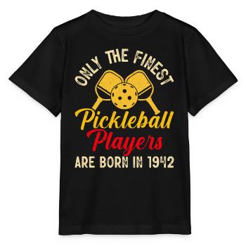 Seuls les meilleurs joueurs de pickleball sont nés en 1942 - T-shirt bio MINI CREATOR Stanley/Stella Enfant - noir - Devant - Mikhail (115cm)