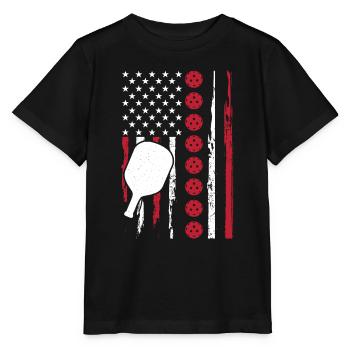 Vintage Pickleball American Flag Sports Paddle - T-shirt bio MINI CREATOR Stanley/Stella Enfant - noir - Devant - Mikhail (115cm)