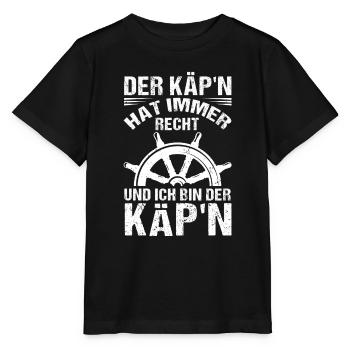 Kapitän Befehl Steuer Steuerbord Meer Maritim Schi - Stanley/Stella Kinder T-Shirt MINI CREATOR  - Schwarz - Vorne - Mikhail (115cm)
