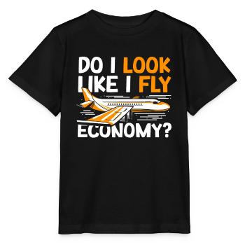 I look like I'm going economy first - Stanley/Stella MINI CREATOR Kids’ T-Shirt - black - Front - Mikhail (115cm)