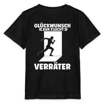 Glückwunsch zur Flucht Verräter! Abschiedsgeschenk - Stanley/Stella Kinder T-Shirt MINI CREATOR  - Schwarz - Vorne - Mikhail (115cm)