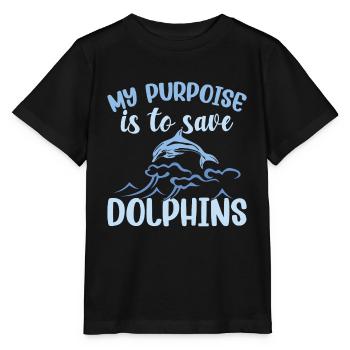 Dolphin Dolphins - Stanley/Stella MINI CREATOR Kids’ T-Shirt - black - Front - Mikhail (115cm)