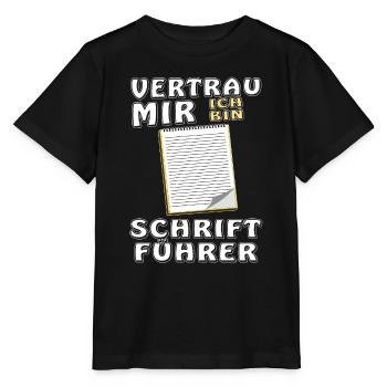 NOTIZBLOCK VERTRAU MIR SCHRIFTFÜHRER - Stanley/Stella Kinder T-Shirt MINI CREATOR  - Schwarz - Vorne - Mikhail (115cm)