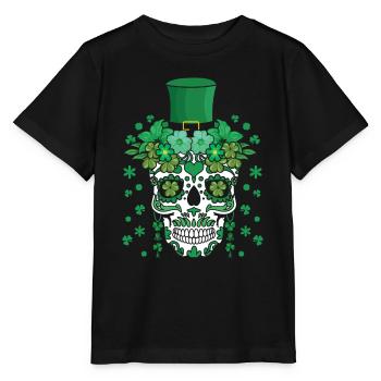 St Patty's Day Dia De Los Muertos Irish Flower - Stanley/Stella MINI CREATOR Kids’ T-Shirt - black - Front - Mikhail (115cm)
