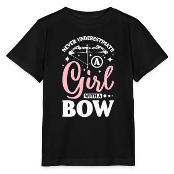 Never underestimate a girl with a bow - Stanley/Stella MINI CREATOR Kids’ T-Shirt - black - Front - Mikhail (115cm)