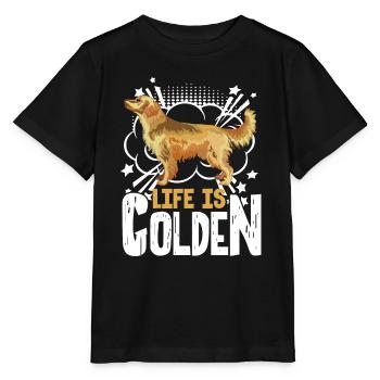 Golden Retriever Life Is Golden - Stanley/Stella MINI CREATOR Kids’ T-Shirt - black - Front - Mikhail (115cm)