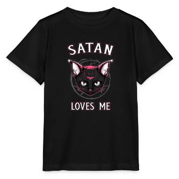 Satan m’aime Chaton satanique Goth - T-shirt bio MINI CREATOR Stanley/Stella Enfant - noir - Devant - Mikhail (115cm)