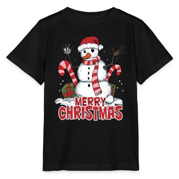 Schneemann frohe Weihnachten lustige Grafik - Stanley/Stella Kinder T-Shirt MINI CREATOR  - Schwarz - Vorne - Mikhail (115cm)
