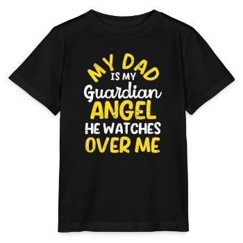 Mon père est mon ange gardien Drôle de fête des pères - T-shirt bio MINI CREATOR Stanley/Stella Enfant - noir - Devant - Mikhail (115cm)
