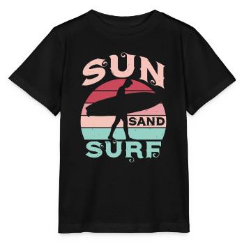 SONNE SAND SURFEN - Stanley/Stella Kinder T-Shirt MINI CREATOR  - Schwarz - Vorne - Mikhail (115cm)