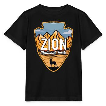 Zion US National Park Arrowhead Deer Mountains - Stanley/Stella MINI CREATOR Kids’ T-Shirt - black - Front - Mikhail (115cm)
