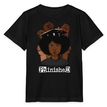 PhD-Abschlusskunst für Afro-Doktortitel - Stanley/Stella Kinder T-Shirt MINI CREATOR  - Schwarz - Vorne - Mikhail (115cm)