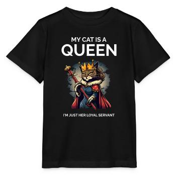 My Cat Is A Queen Cartoon Queen Cat - Stanley/Stella MINI CREATOR Kids’ T-Shirt - black - Front - Mikhail (115cm)