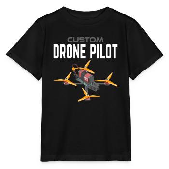 Pilote de drone personnalisé - T-shirt bio MINI CREATOR Stanley/Stella Enfant - noir - Devant - Mikhail (115cm)