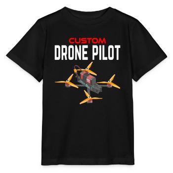 Pilote de drone personnalisé - T-shirt bio MINI CREATOR Stanley/Stella Enfant - noir - Devant - Mikhail (115cm)