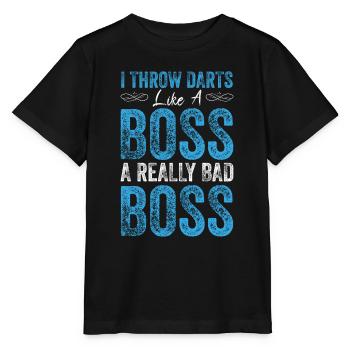 I throw darts like a boss a really bad boss - Stanley/Stella Kinder T-Shirt MINI CREATOR  - Schwarz - Vorne - Mikhail (115cm)