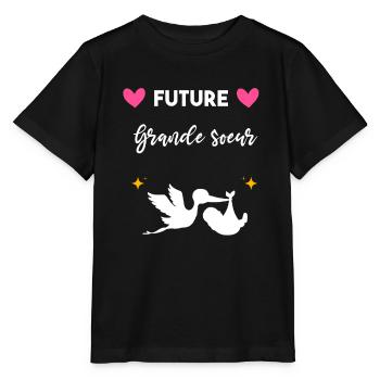 cadeau annonce grossesse future grande sœur - T-shirt bio MINI CREATOR Stanley/Stella Enfant - noir - Devant - Mikhail (115cm)