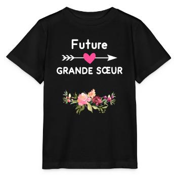 annonce grossesse grande sœur future grande sœur - T-shirt bio MINI CREATOR Stanley/Stella Enfant - noir - Devant - Mikhail (115cm)